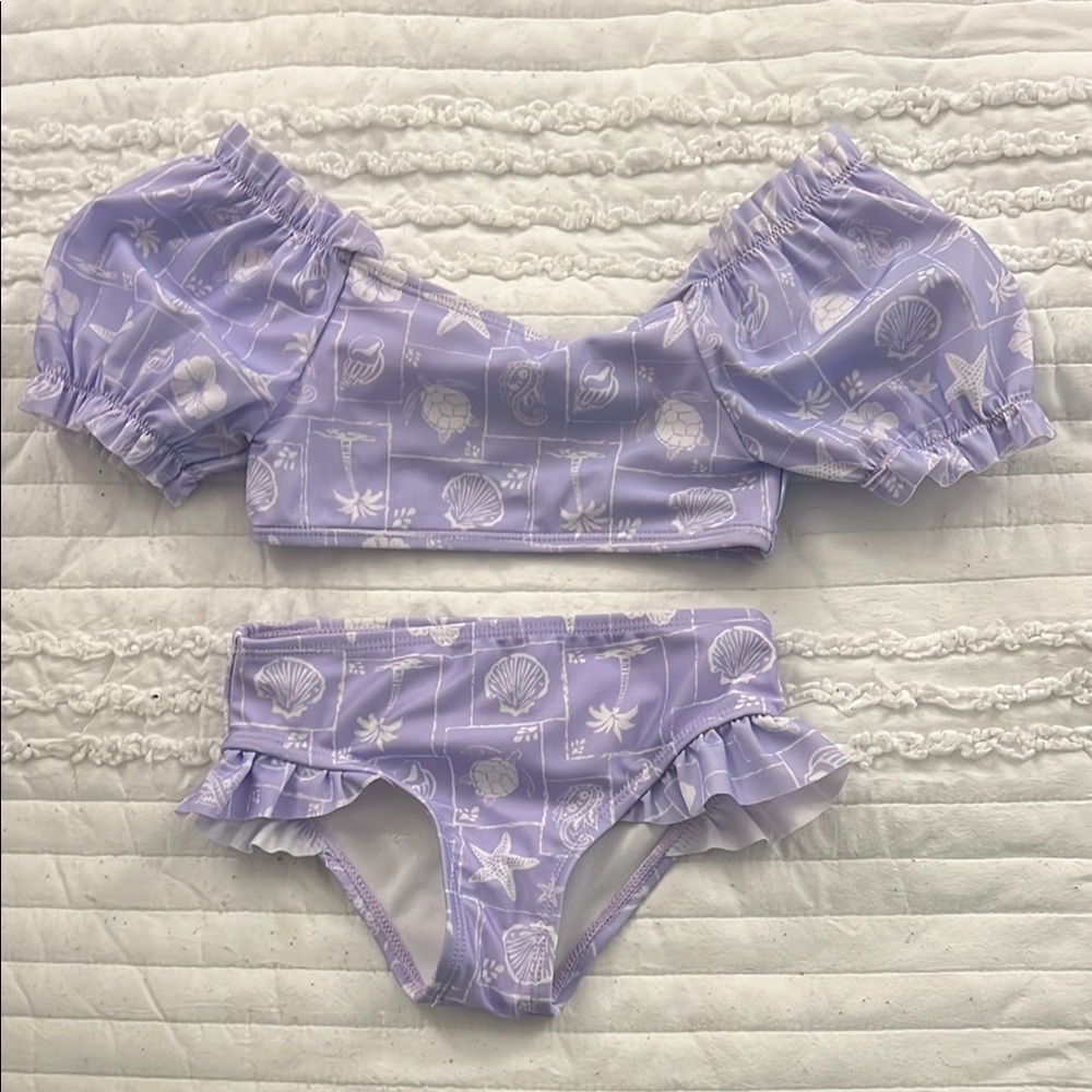 Purple Seashell Print Bikini Set